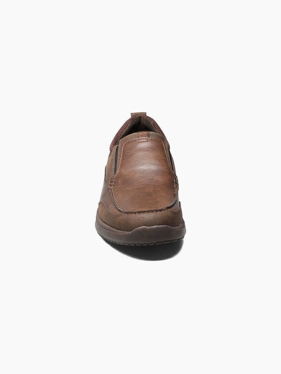 Mens Nunn Bush Conway Moc Toe Slip Ons in Dark Brown. 84846